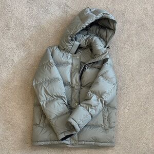 Green/Gray Quince Responsible Down Puffer Jacket with Hood